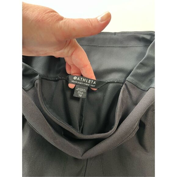 Athleta Headlands Hybrid Tight Zip Pockets Zip Back Ankle Black Size 10 353469 - Picture 4 of 11